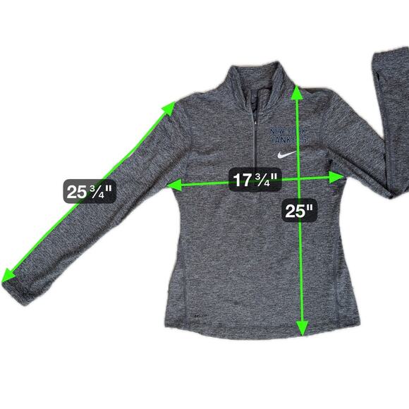 Nike New York Yankees Fitted Running Shirt Small Pullover Long Sleeves Gray Zip - Picture 6 of 15